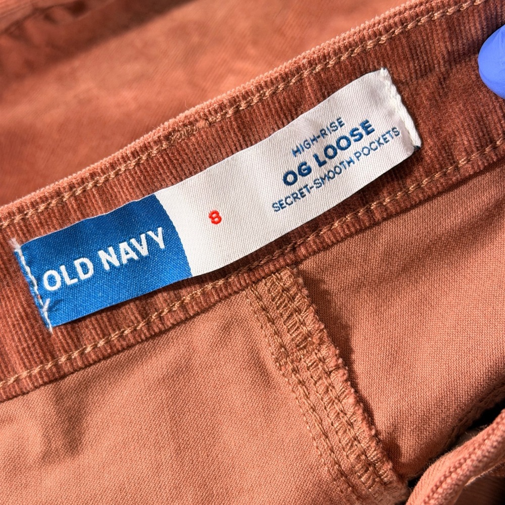 Old Navy OG Loose Pants Womens 8 Rust Brown High Rise Corduroy Saddle 804447-00 - Picture 7 of 11